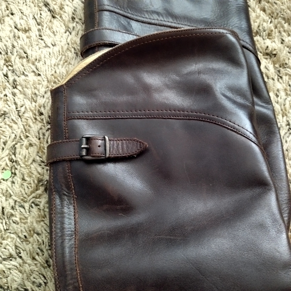 Frye Brown Dorado Riding Leather Knee High Equestrian Buckle Boots 77561 sz 8 - Picture 3 of 8